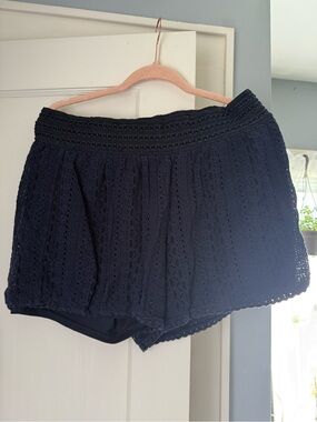Maurices Navy Lace Short with Smocked Waist